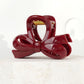 2pcs Glossy Bow Hair Claw Clip with Curved Design and Strong Spring Grip 3in