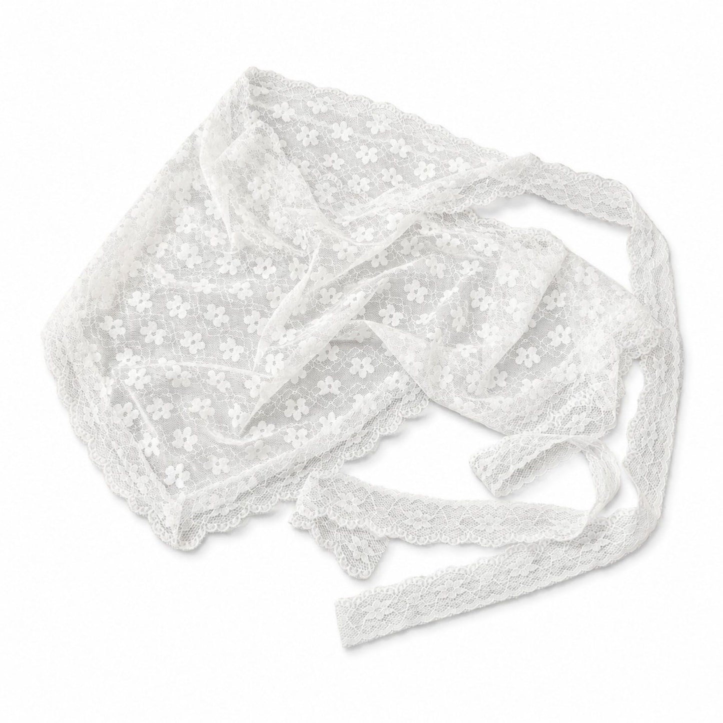 Women's Floral Lace Triangle Scarf - Sweet Layered Skirt Cover-up & Tie-On Waist Belt