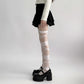 2pcs Women's Sheer Tights with Wrapped Ribbon Illusion and Gothic Layered Design