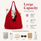 Crochet Tote Bag Red Open Knit Shoulder Bag Large Capacity Hobo Purse