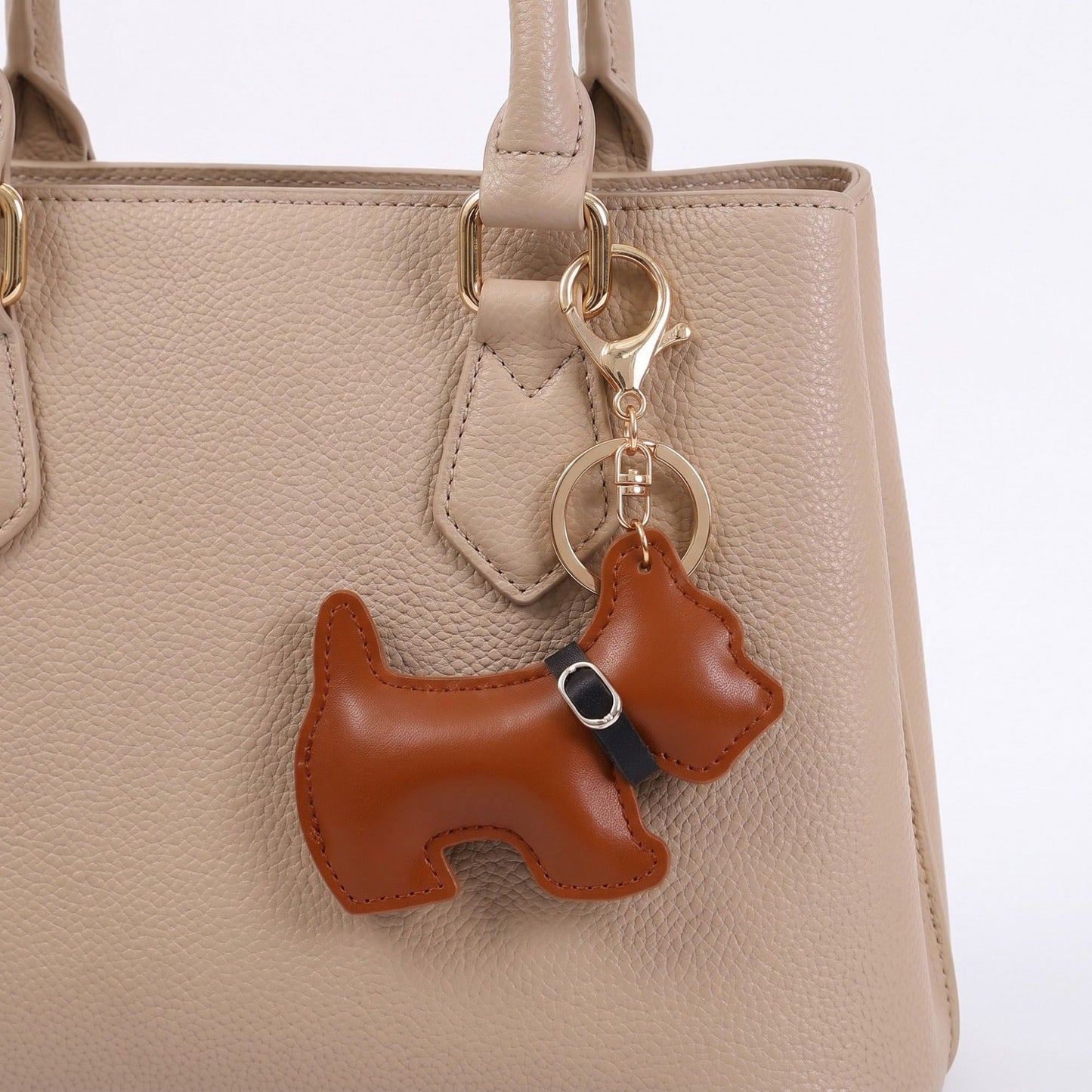 Scottish Terrier Dog Bag Charm with Dual Gold Tone Clip