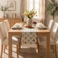 Beige Multicolor Floral Woven Table Runner with Tassel Fringe 13.8x47.2in