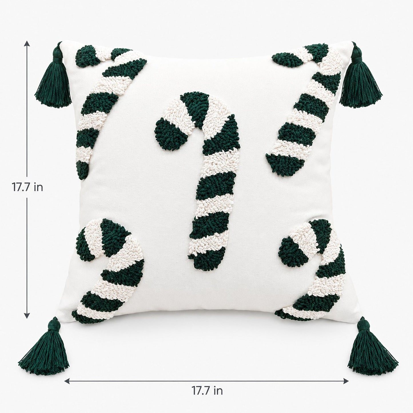 Christmas Candy Cane Tufted Tassel Throw Pillow Cover