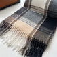 Plaid Tassel Trim Faux Cashmere-Like Winter Warm Scarf - 77IN¡Á26IN