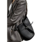 Pebbled Leather Bucket Shoulder Tote with Adjustable Buckle Accent and Open Top Design