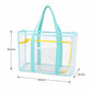 Clear PVC Beach Tote Bag with Front Pocket and Shoulder Handles