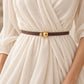 Genuine Leather Skinny Dress Belt with Double Ball Clasp 39.4in