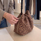 Leopard Print Hobo Shoulder Bag with Adjustable Strap Brown