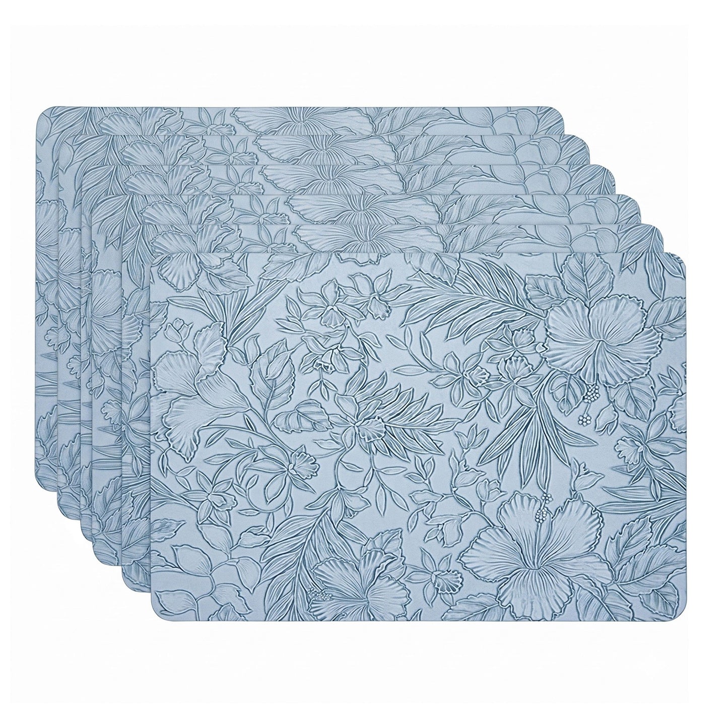 6 Piece Floral PVC Placemat Set Heat Resistant Wipe Clean Table Mats for Dining Table