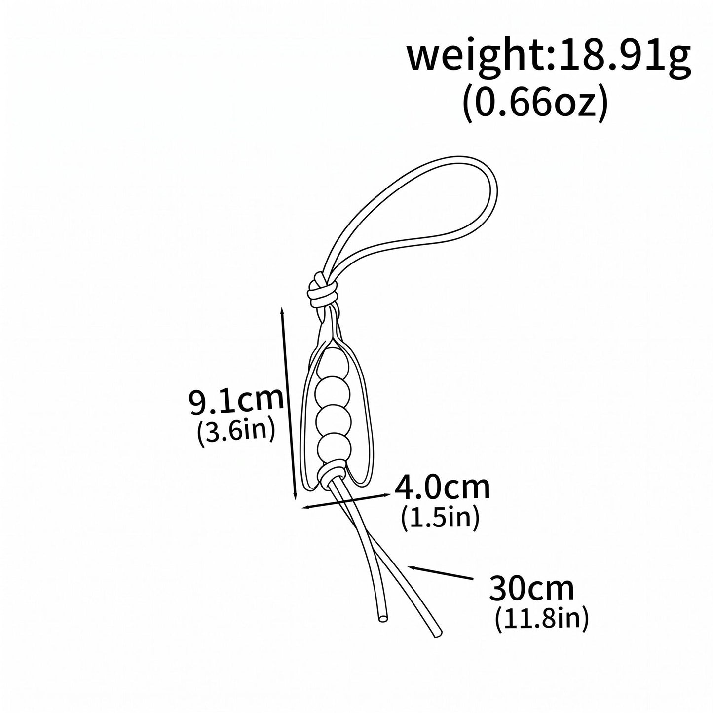 Pea Pod Bag Charm with Bead Detail and Loop Attachment
