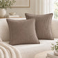 2 Pack Soft Ribbed Corduroy Throw Pillow Covers 18 x 18 Inch Solid Color
