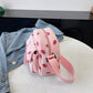 Strawberry Print Corduroy Crossbody Bag with Front Pocket and Adjustable Strap