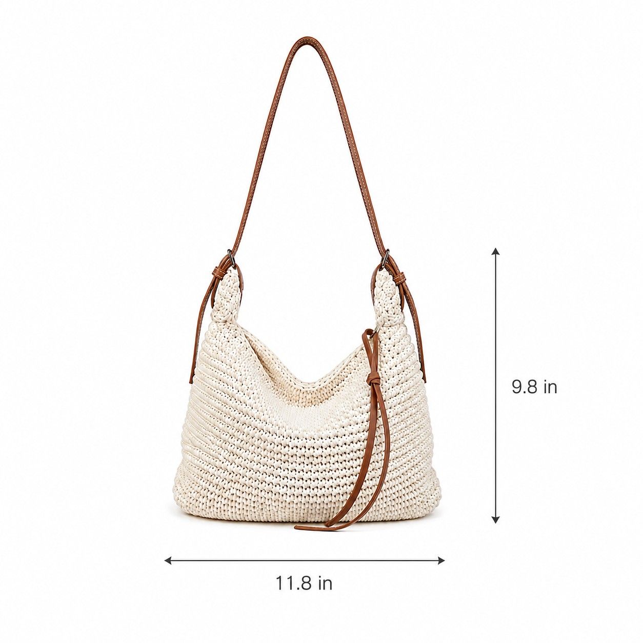 Woven Hobo Shoulder Crossbody Bag with Zip Closure and Slouchy Shape