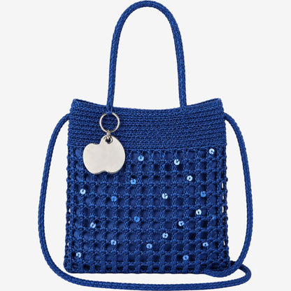 Hand-Crocheted Sequin Crossbody Bag Small Square Shoulder Bag for Phone and Essentials