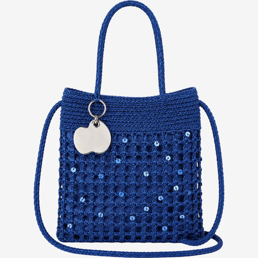 Hand-Crocheted Sequin Crossbody Bag Small Square Shoulder Bag for Phone and Essentials