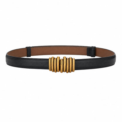 Skinny Waist Belt Thin Dress Belt with Rounded Metal Buckle 39.4 in