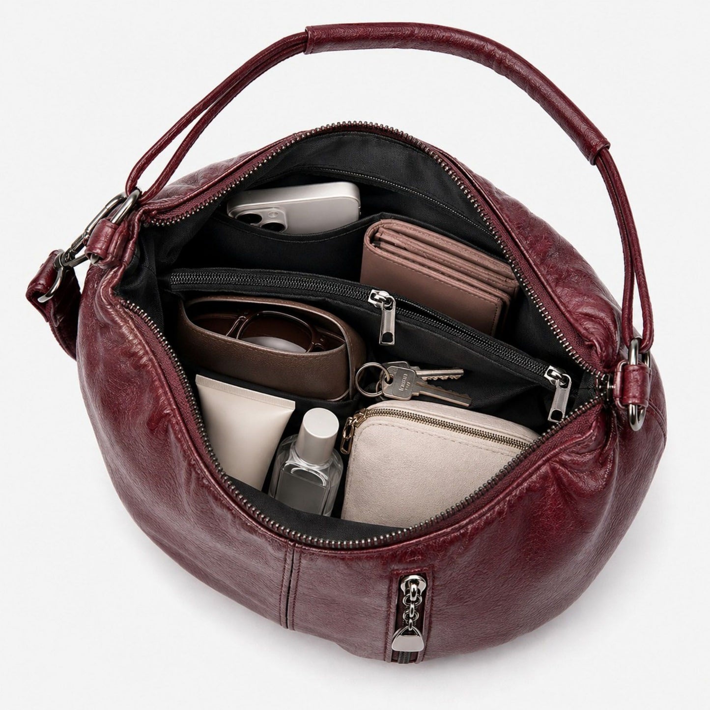 Soft Ruched Faux Leather Shoulder & Crossbody Bag