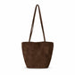 Faux Suede Tote Bag with Double Shoulder Handles Magnetic Closure and Interior Pockets