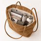 Faux Suede Tote Bag with Double Shoulder Handles Magnetic Closure and Interior Pockets
