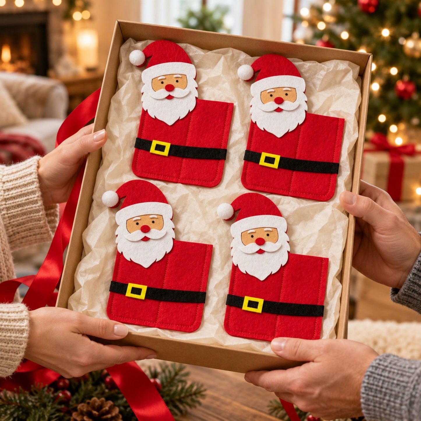 4pk Santa Christmas Silverware Holders