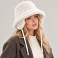 Plush Bucket Hat Removable Ear Flaps Tie Straps Fuzzy Winter Hat