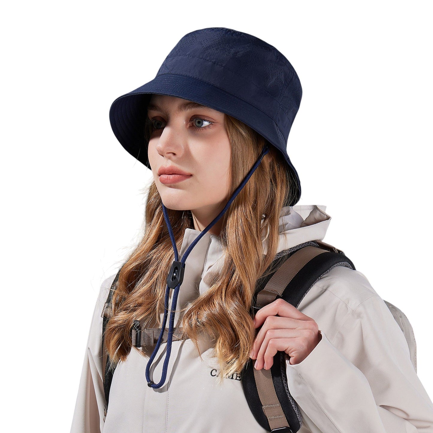 Lightweight Packable Bucket Hat with Ventilated Crown Chin Strap and Adjustable Fit for Travel Hiking and Outdoor Use
