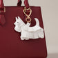 Black Scottish Terrier Dog Bag Charm with Heart Shaped Gold Tone Clip