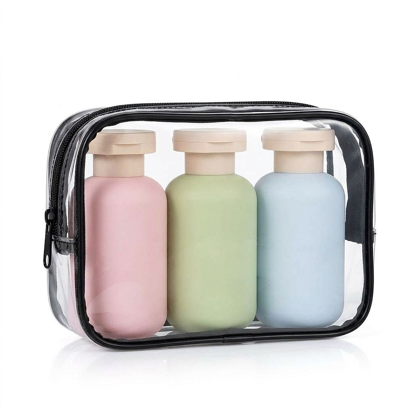 4 Piece Travel Toiletry Bottle Set with Zippered Pouch