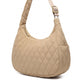 Quilted Hobo Shoulder Bag with Adjustable Strap and Side Pockets 13.5x5.5x9in