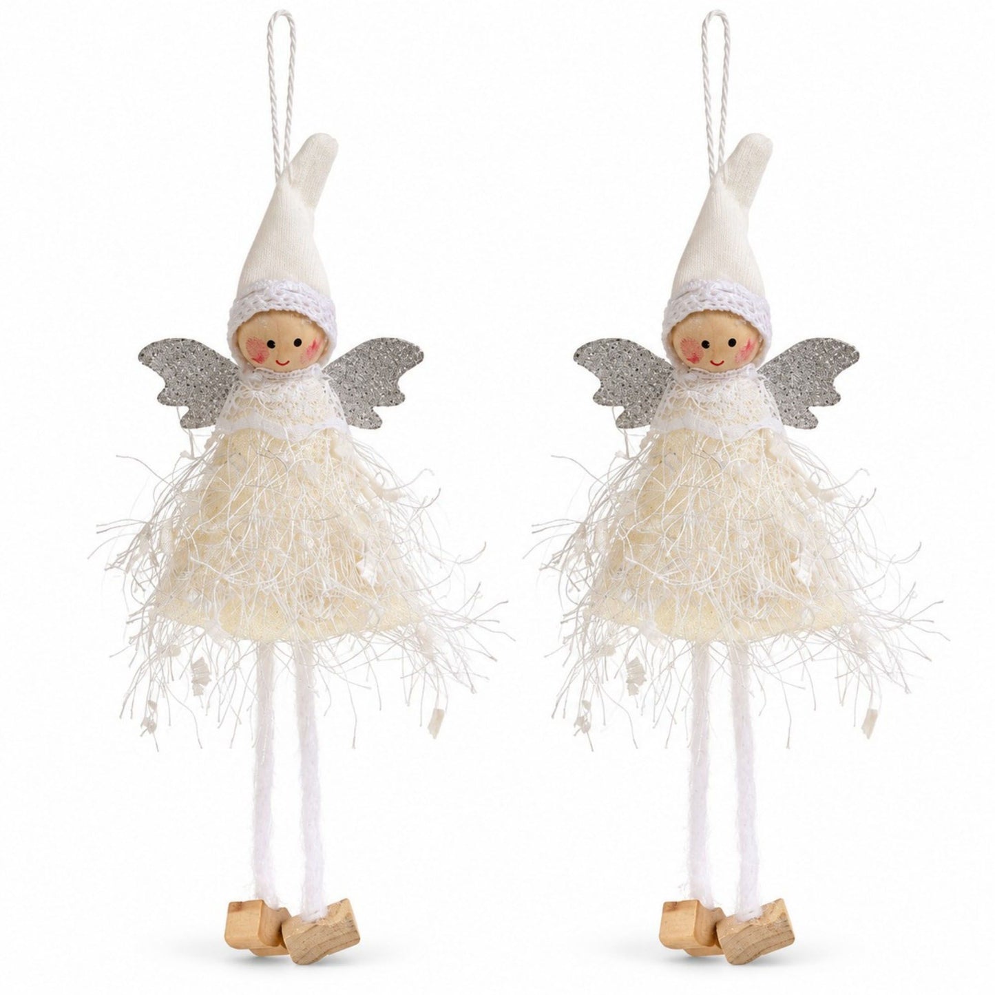 2pk Lace Angel Christmas Tree Ornaments