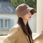 Wide Brim Bucket Hat with Side Bow Detail and Structured Crown