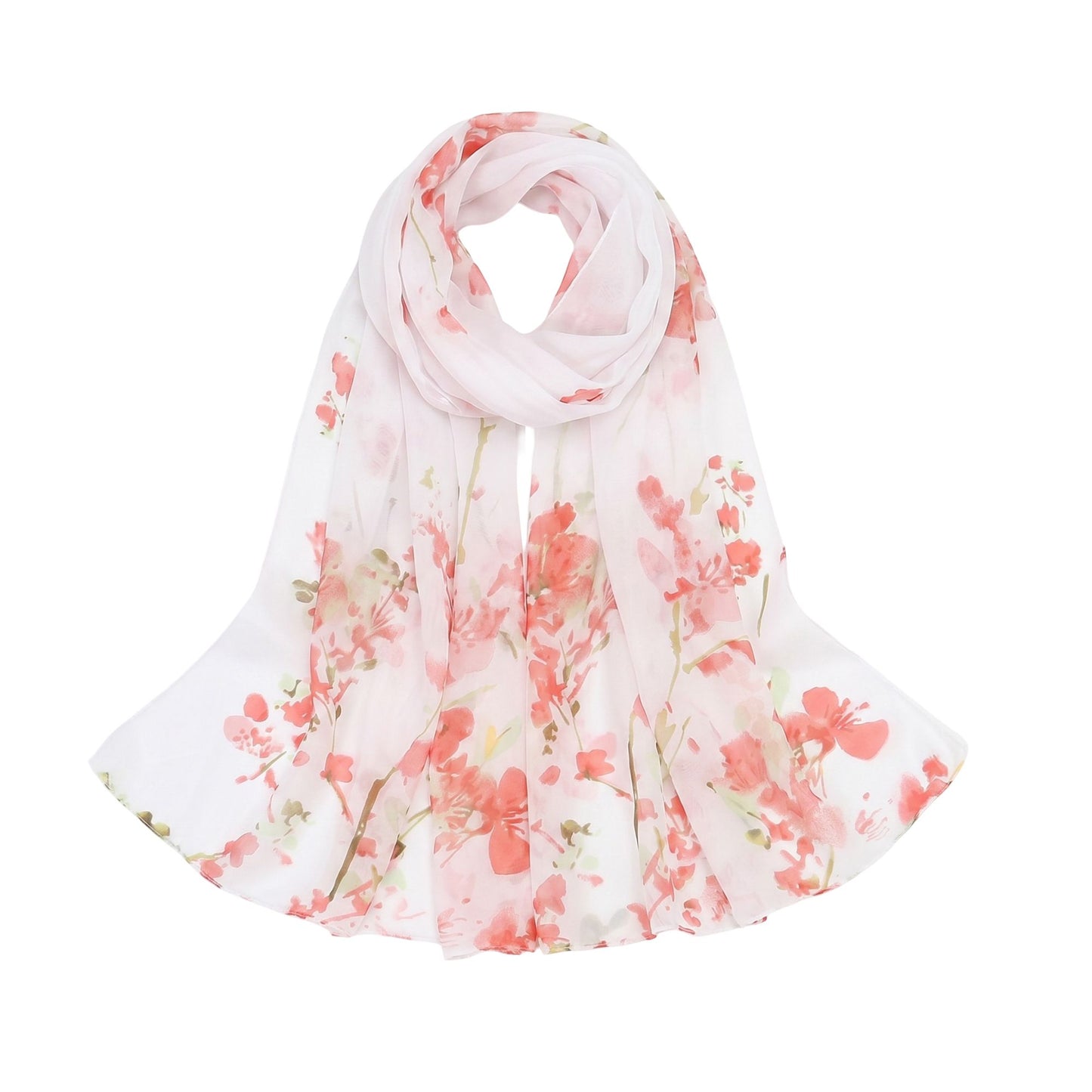 Floral Print Lightweight Chiffon Scarf Soft Sheer Fashion Shawl Wrap 59¡Á19.5 Inches