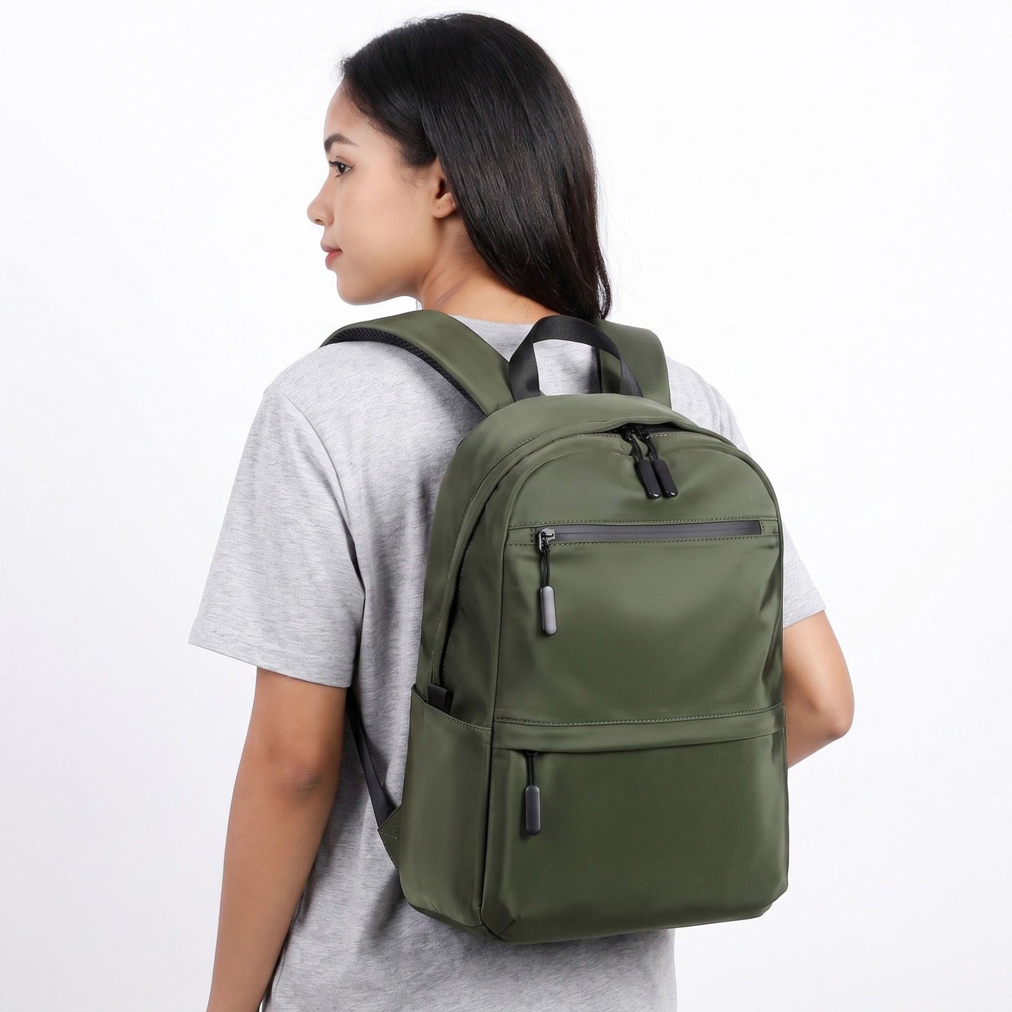 Multi-Pocket Commuter Backpack with Padded Shoulder Straps, Front Zip Pockets and Top Handle