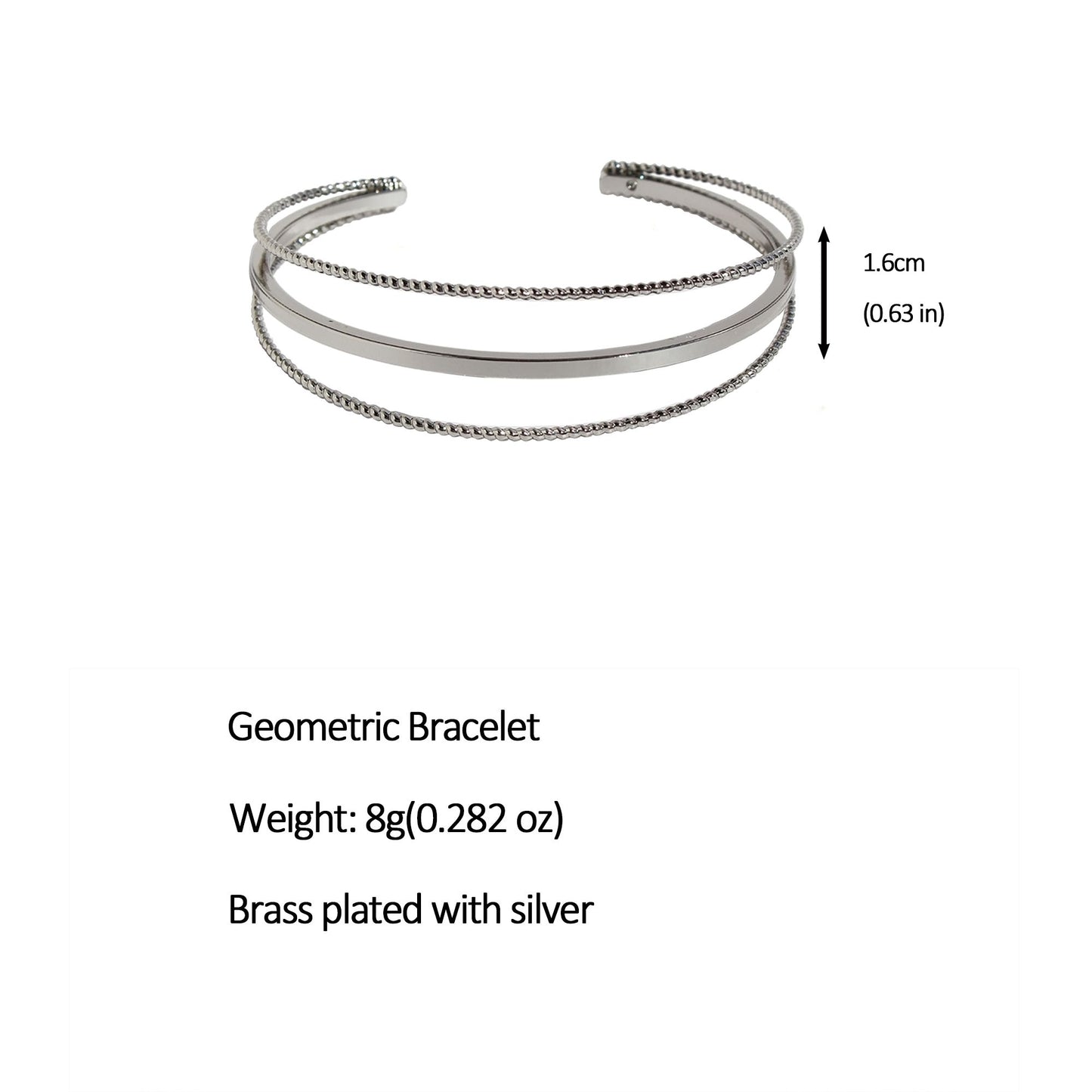 Women's Geometric Layered Cuff Bracelet - Chunky & Chain Mixed Open Bangle for Minimalist Modern Styling