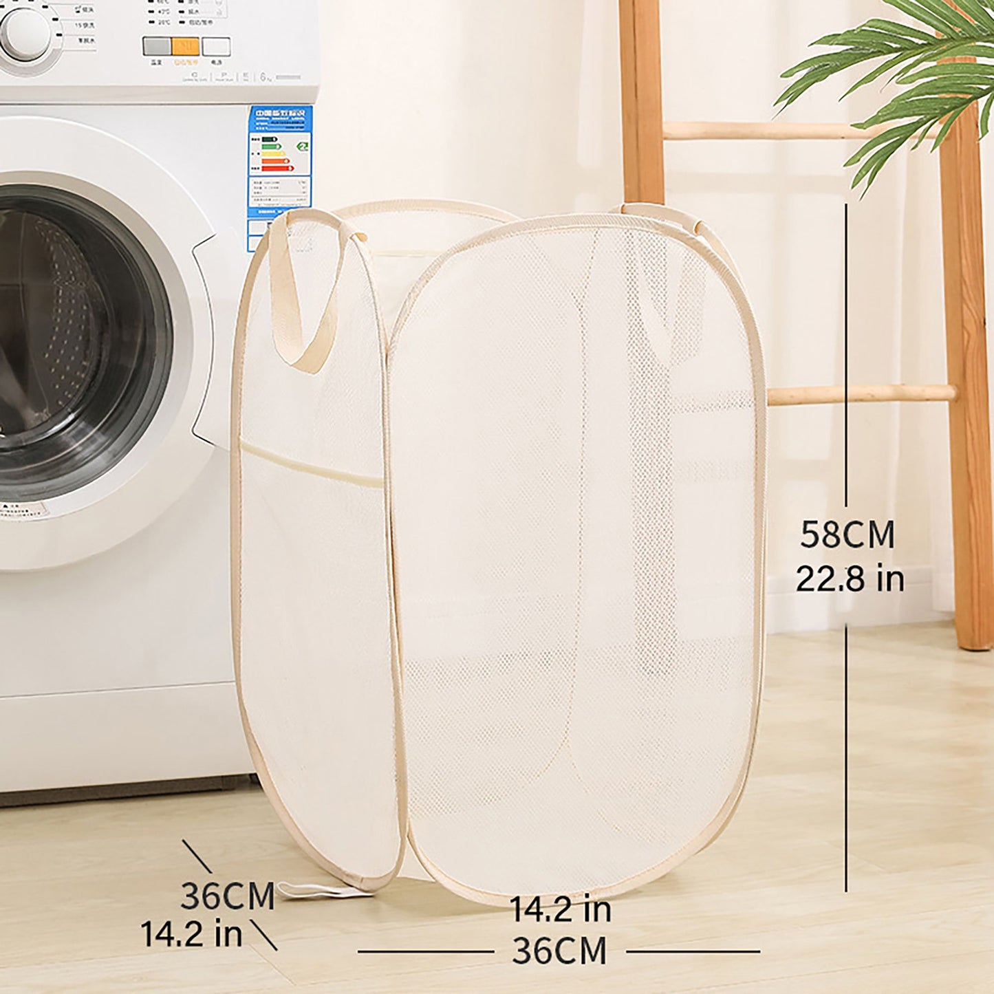 Collapsible Mesh Laundry Hamper Pop Up Clothes Basket Foldable Storage Bin for Bedroom Bathroom