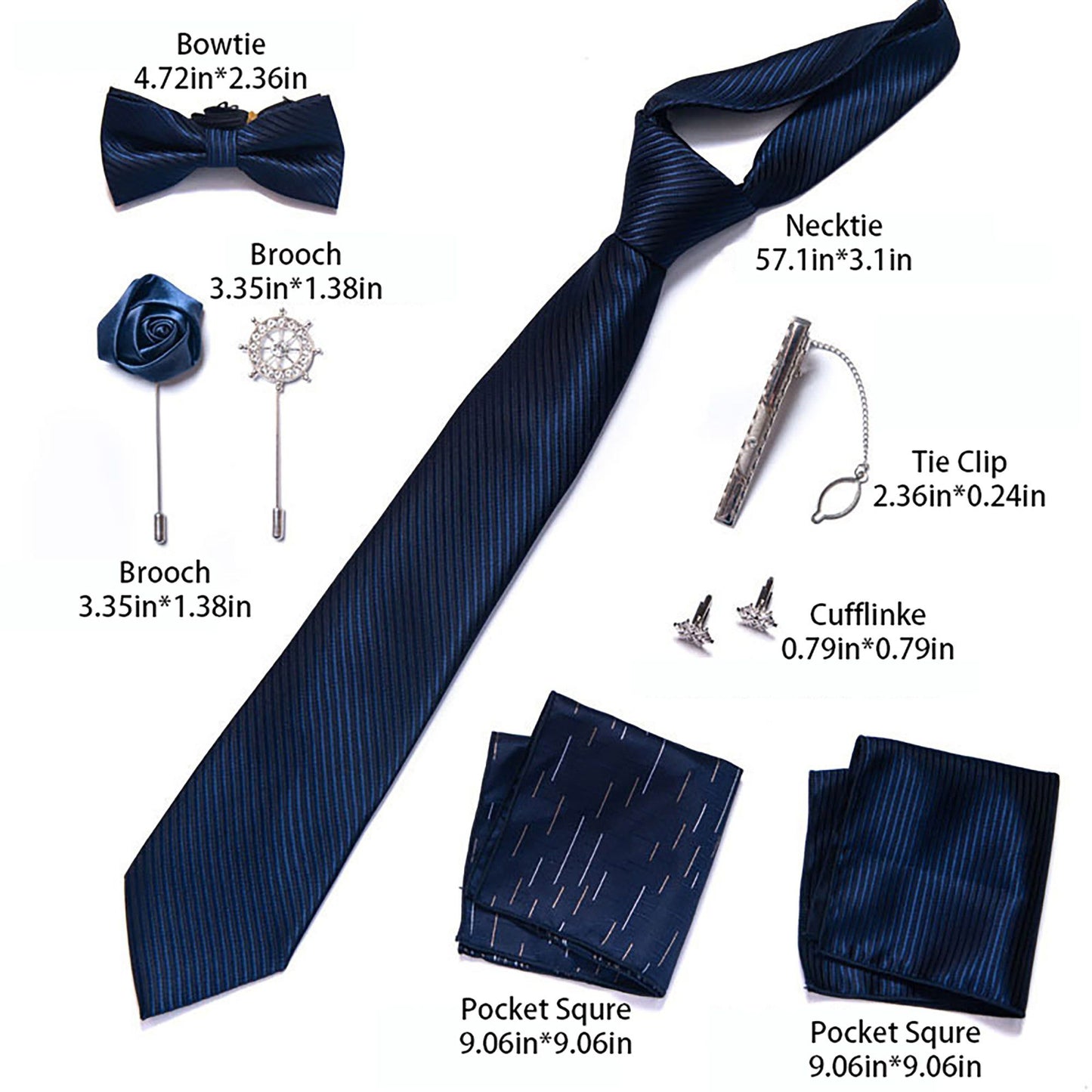 Men's Micro Grid Pattern Bow Tie Gift Set Pre-Tied Bowtie Pocket Square Cufflinks Tie Clip Formal Accessory Set