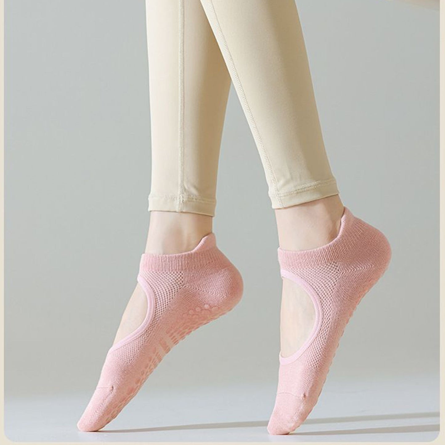 4 Pairs Non-Slip Yoga Socks Soft Cotton Grip Sole Low-Cut Design with Arch Ventilation for Pilates Barre