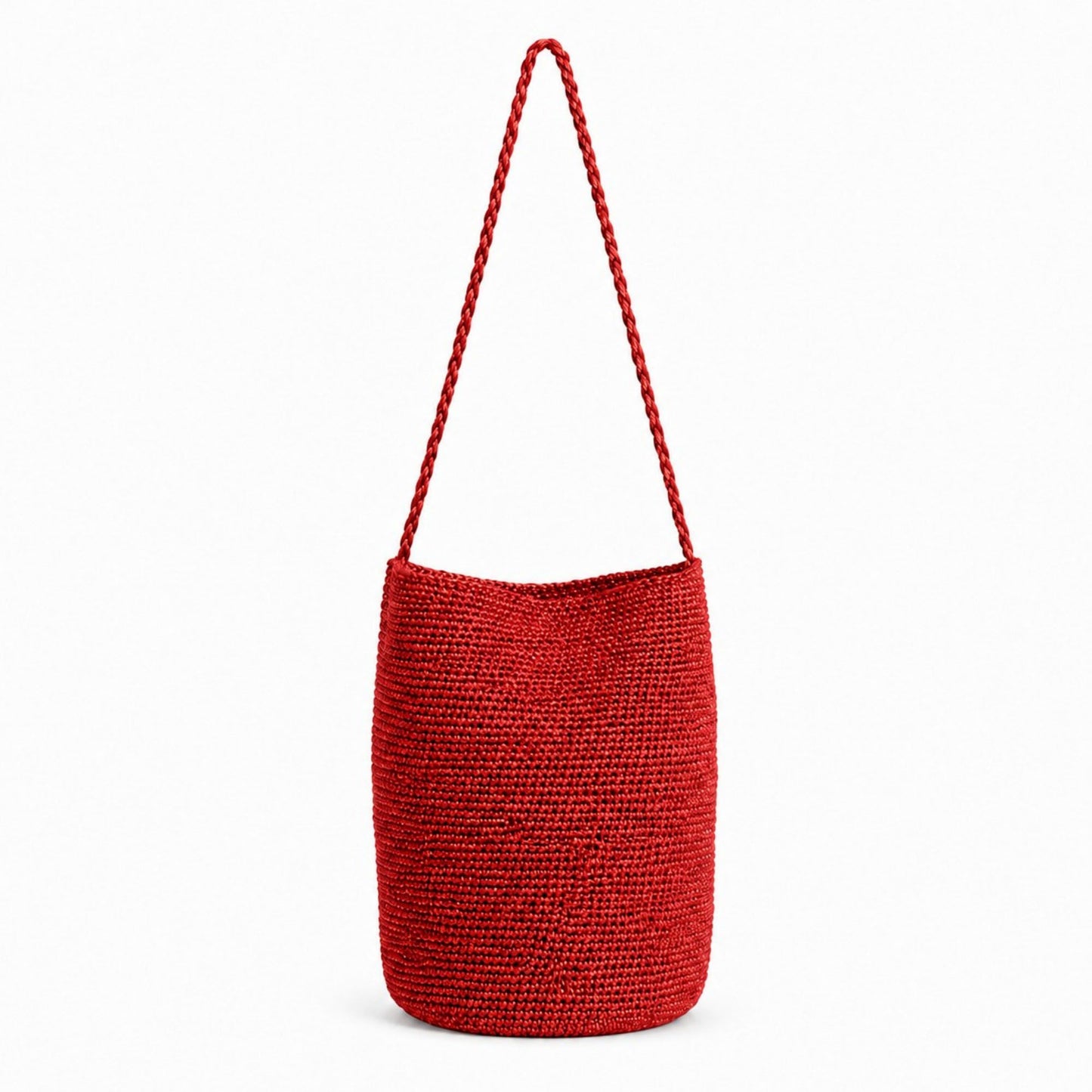 Shimmery Woven Bucket Shoulder Bag Blue Small Crossbody Purse with Braided Strap for Daily Essentials