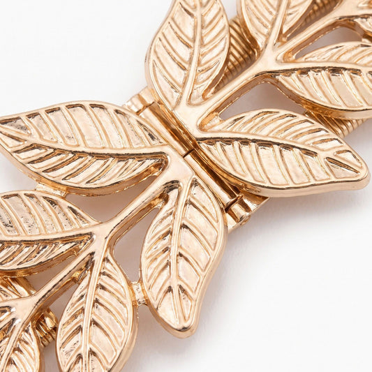 Dual Leaf Elastic Metal Waist Belt Adjustable Minimalist Leaf Waist Jewelry 47.2in