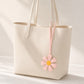 Pink Faux Leather Flower Bag Charm Purse Accessory with Loop Strap