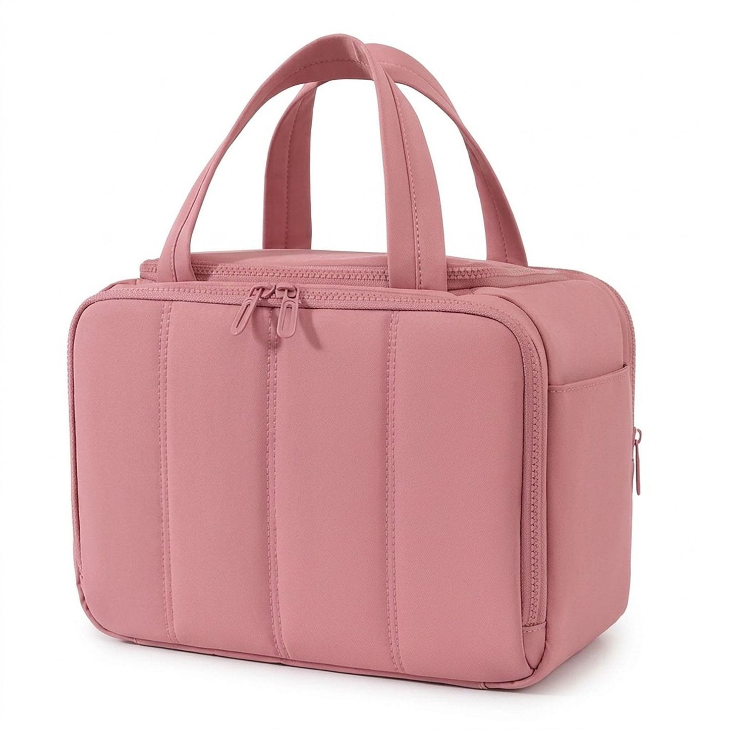 Travel Makeup Bag with Dividers and Carry Handles