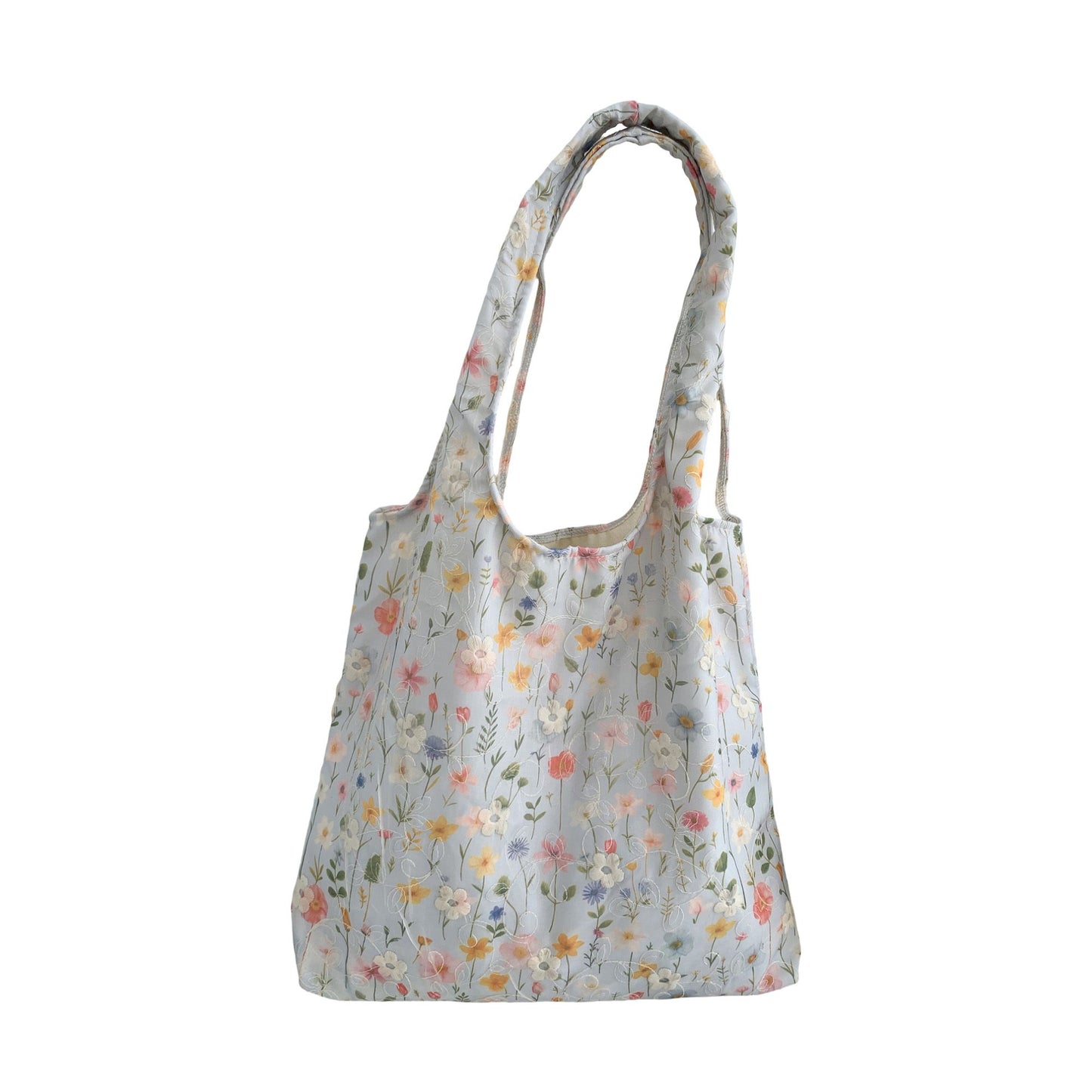 Embroidered Floral Tote Bag for Women, Lightweight Canvas Shoulder Bag for Everyday Use