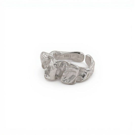 Women's Textured Adjustable Ring with Organic Sculpted Design
