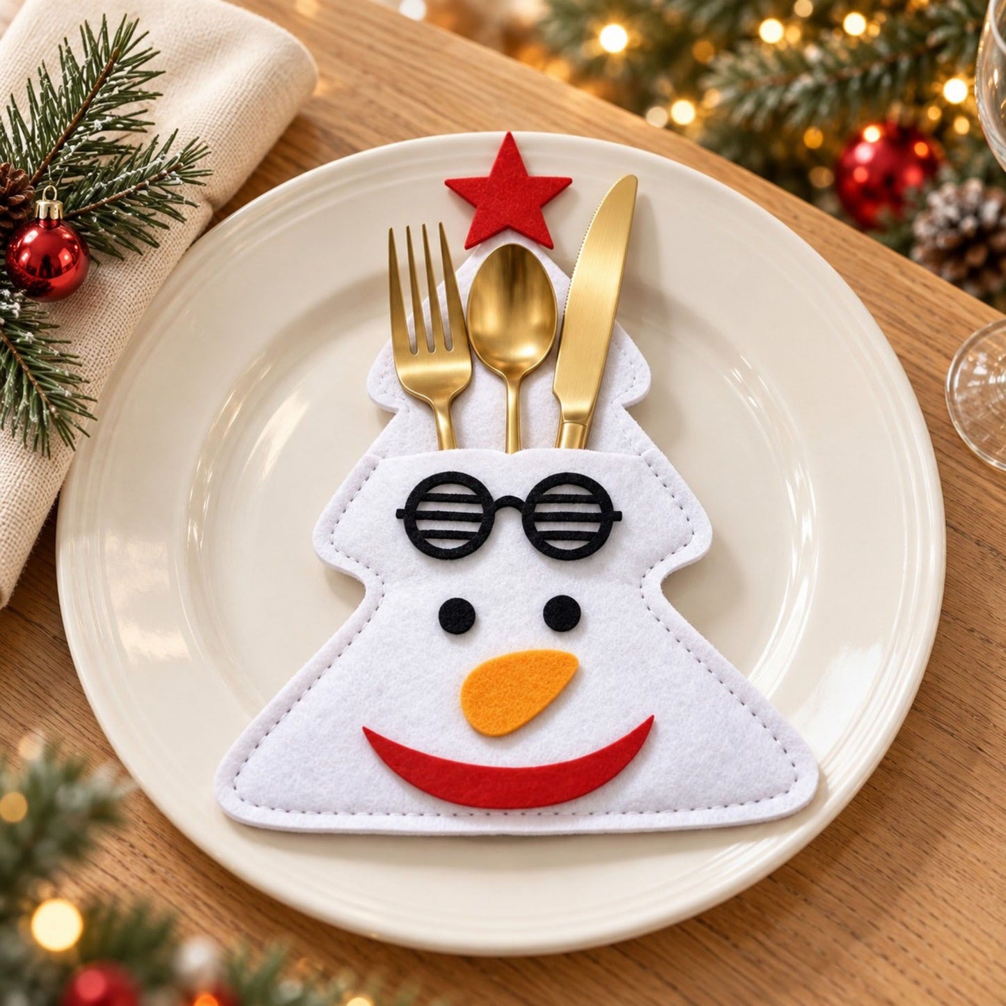 4pk Christmas Tree Santa Silverware Holders