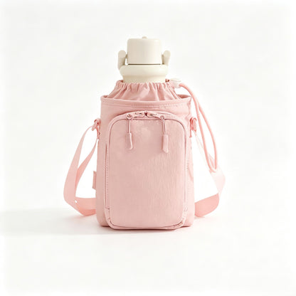 Water Bottle Carrier Bag with Phone Pocket Adjustable Crossbody Strap for Walking Travel