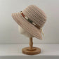 Crochet Bucket Hat Lightweight Breathable Straw Sun Hat with Woven Band