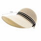 Woven Wide Brim Visor Hat with Striped Band Mesh Crown Adjustable Back Strap