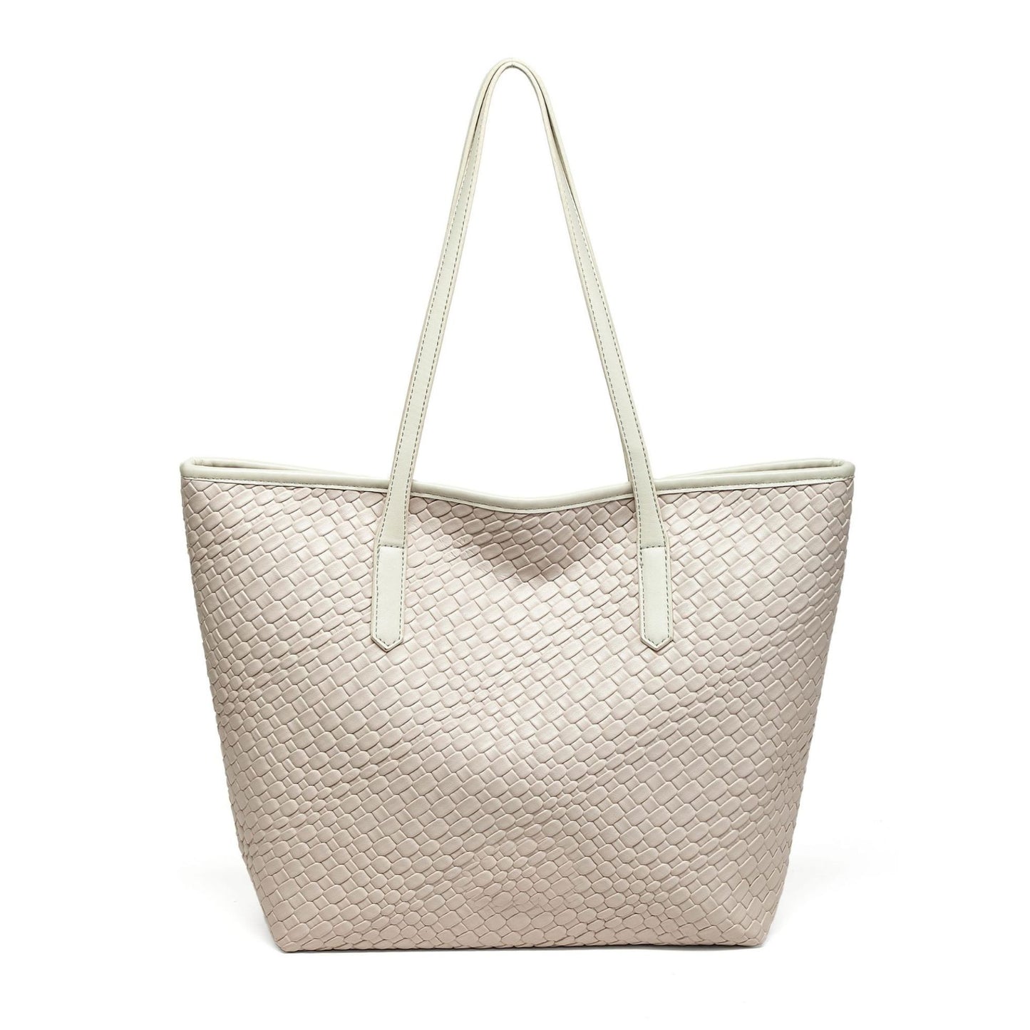 Woven Tote Bag Large Shoulder Handbag with Zipper Closure and Interior Pocket