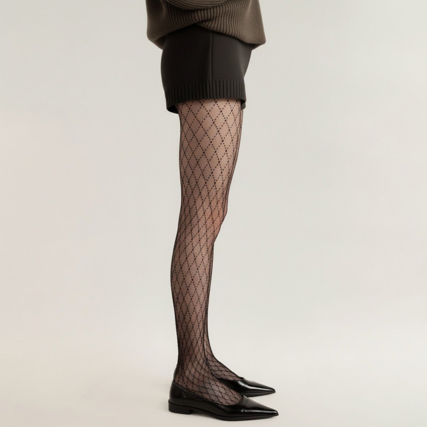 2pcs Women's Sheer Full Length Tights with Diamond Mesh Pattern and Soft Stretch Fit for Stylish Textured Feminine Legwear