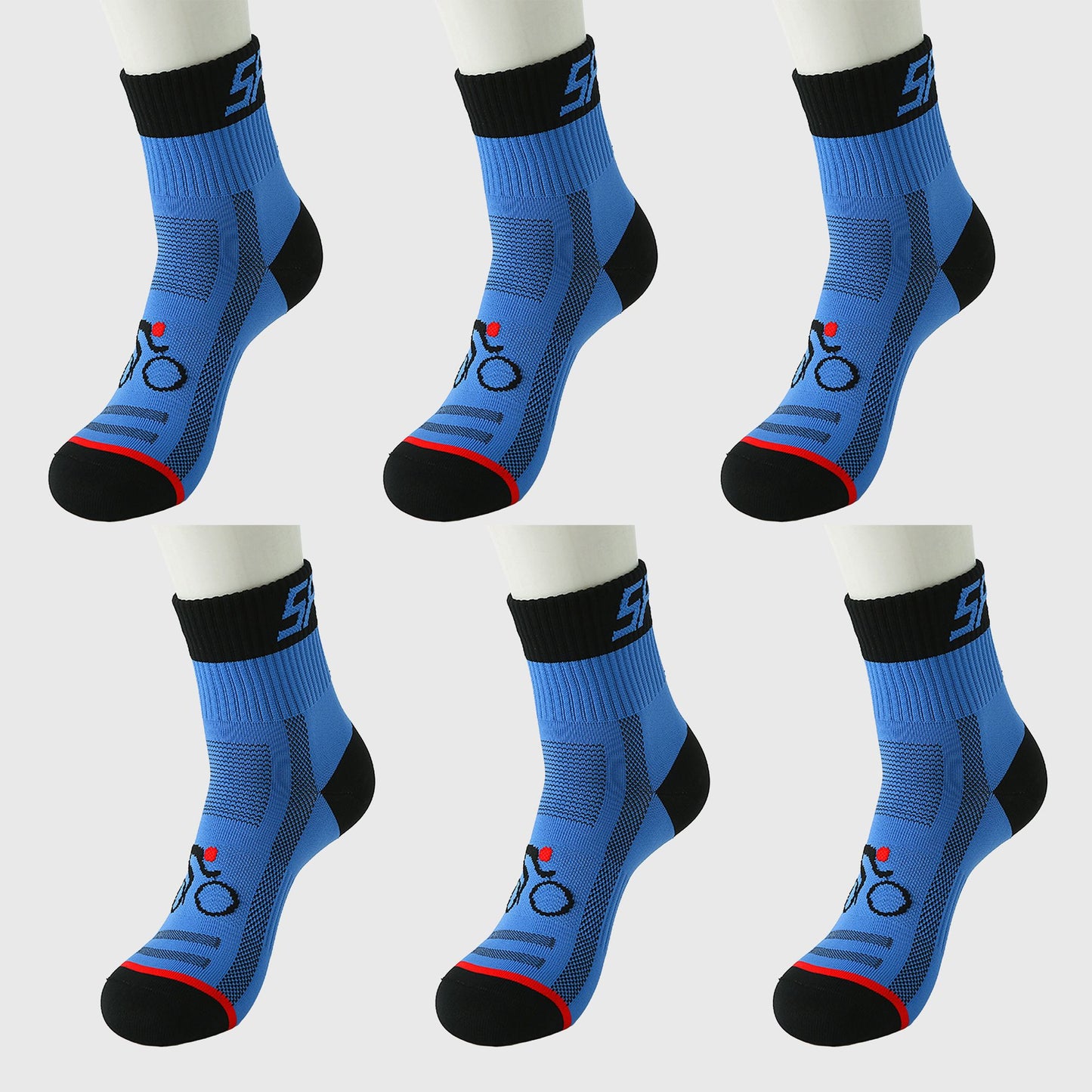 6pk Men's Cycling Pattern Athletic Socks
